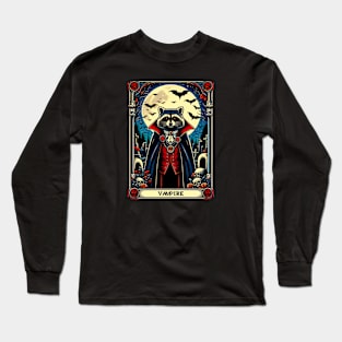 Elegant Raccoon Dracula - Hauntingly Stylish Apparel Long Sleeve T-Shirt